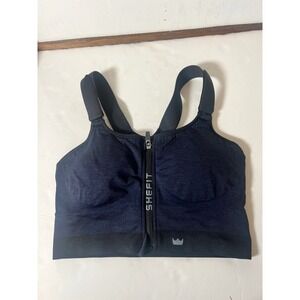SHE FIT Sports Bra Zip Front Adjustable Straps Dark Navy Women's 1Luxe XL.    A‎